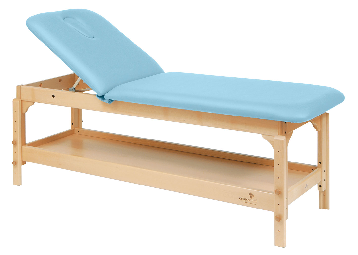 Ecopostural C3220 — Stationäre Holz-Behandlungsliege (2-teilig, höhenverstellbar)